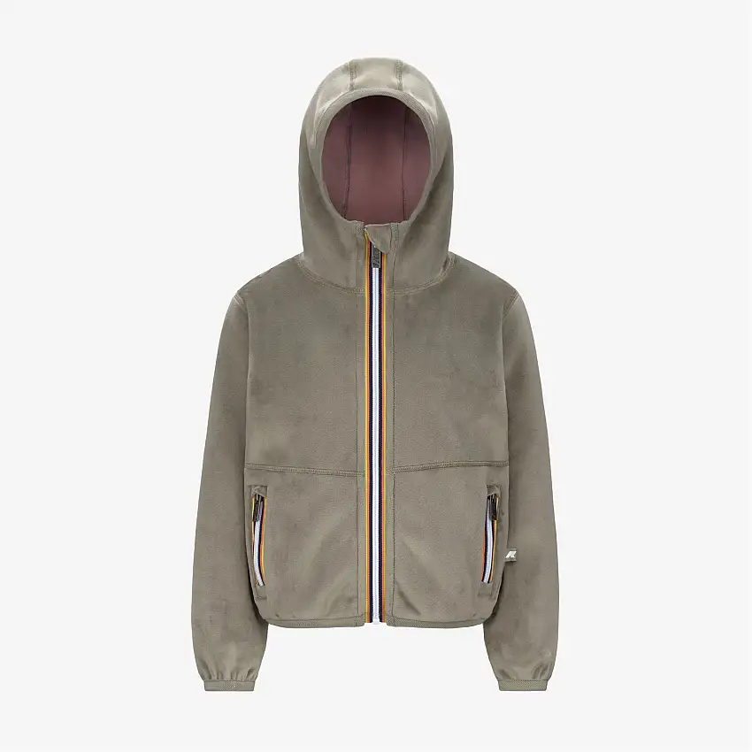 Giacca reversibile in pile di velluto verde rosa per ragazze