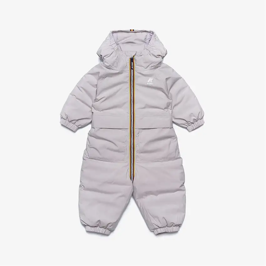 Tuta unisex grigia idrorepellente per bambini con cappuccio e tasche