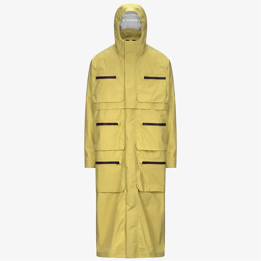 Giacca impermeabile lunga unisex da uomo Green Gold con membrana isolante