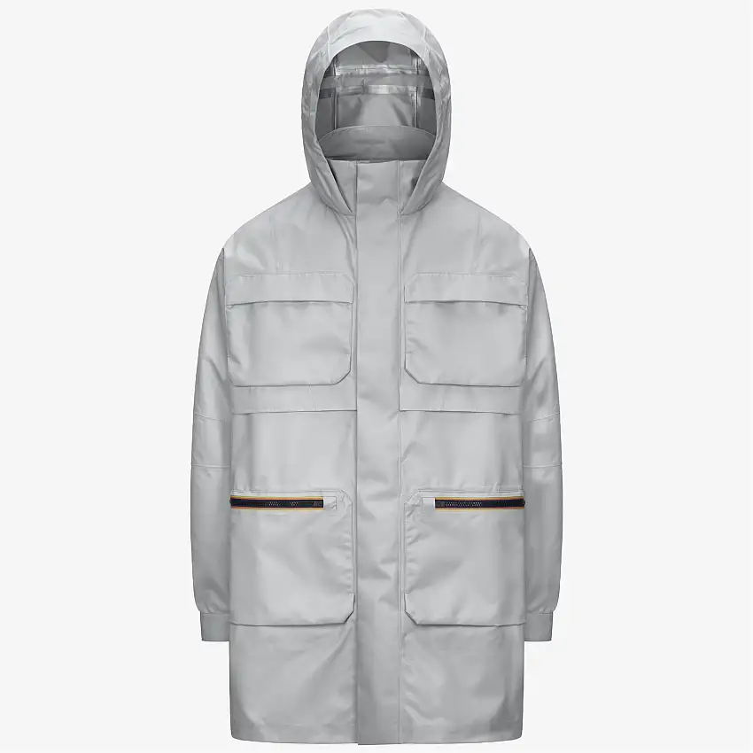 Giacca impermeabile grigia unisex a 3/4 di lunghezza con isolamento