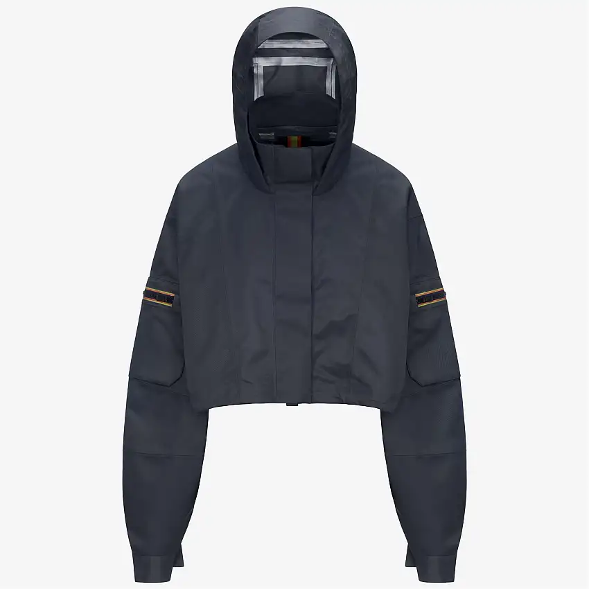 Giacca corta impermeabile da donna blu con membrana isolante