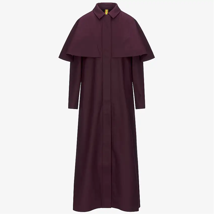 Giacca lunga da donna rossa in tessuto Woolmark e resistente all'acqua