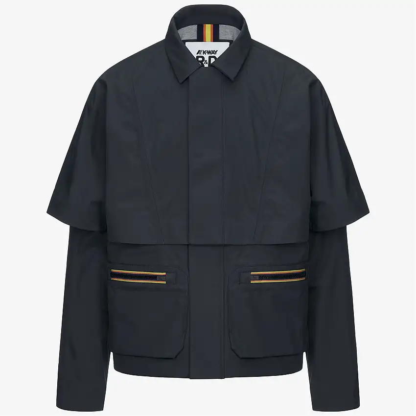 Giacca corta da uomo blu con fodera in misto lana