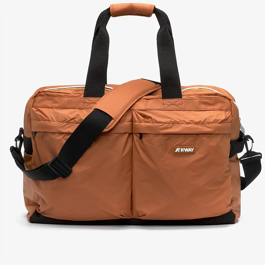 Borsone unisex arancione con tasche portaoggetti e tracolla
