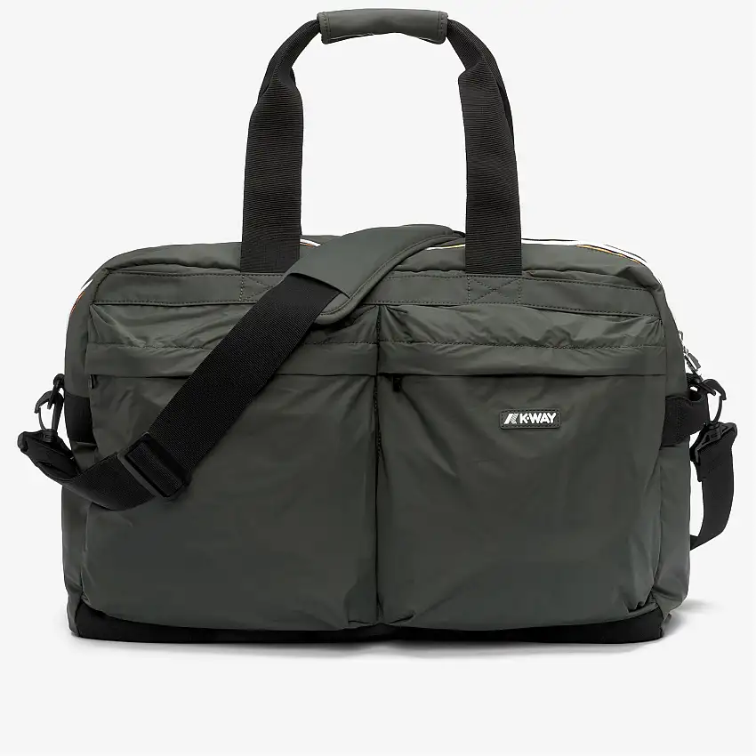 Borsone unisex verde con tasche portaoggetti e tracolla regolabile