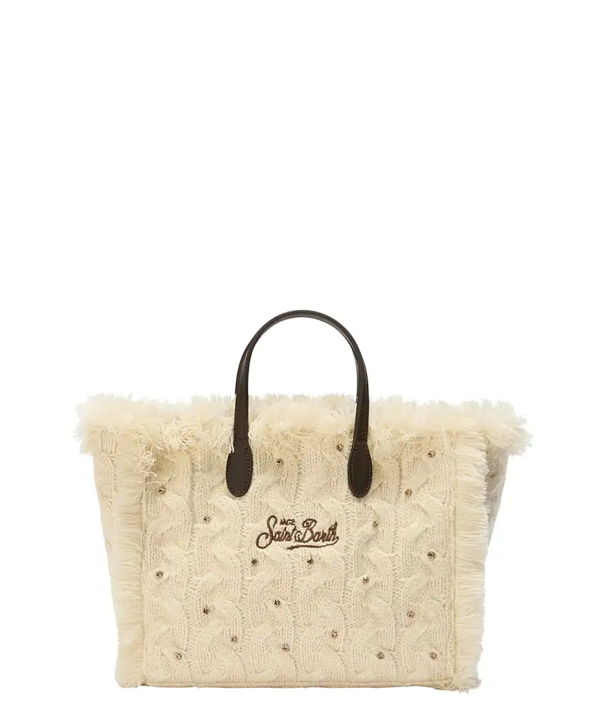 Mc2 Saint Barth Colette Wool Braid bianca a trecce con strass e tracolla removibile | Vittorio Citro - Dal 1920
