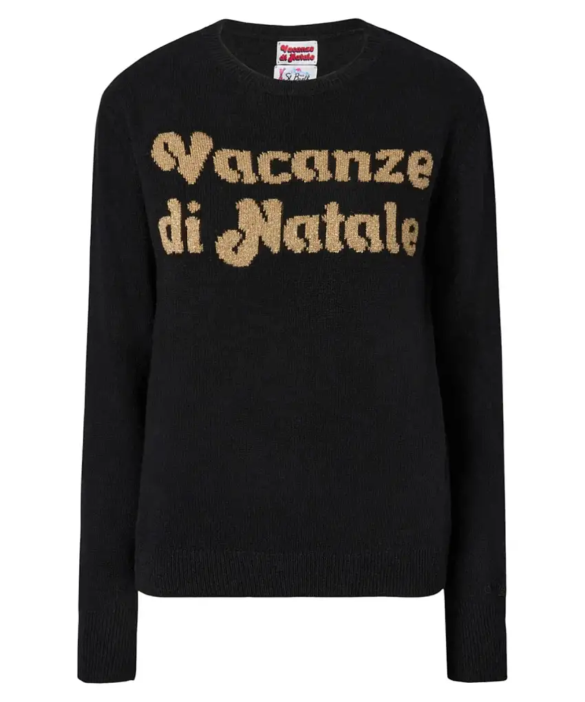 Mc2 Saint Barth Maglione New Queen nero in misto cashmere con jacquard lurex “Vacanze di Natale” – Special Edition | Vittorio Citro - Dal 1920
