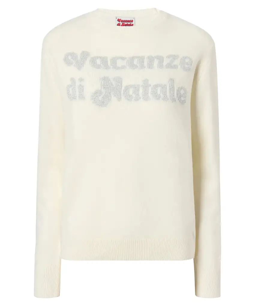 Mc2 Saint Barth Maglione New Queen in misto cashmere bianco con jacquard lurex “Vacanze di Natale” – Special Edition | Vittorio Citro - Dal 1920