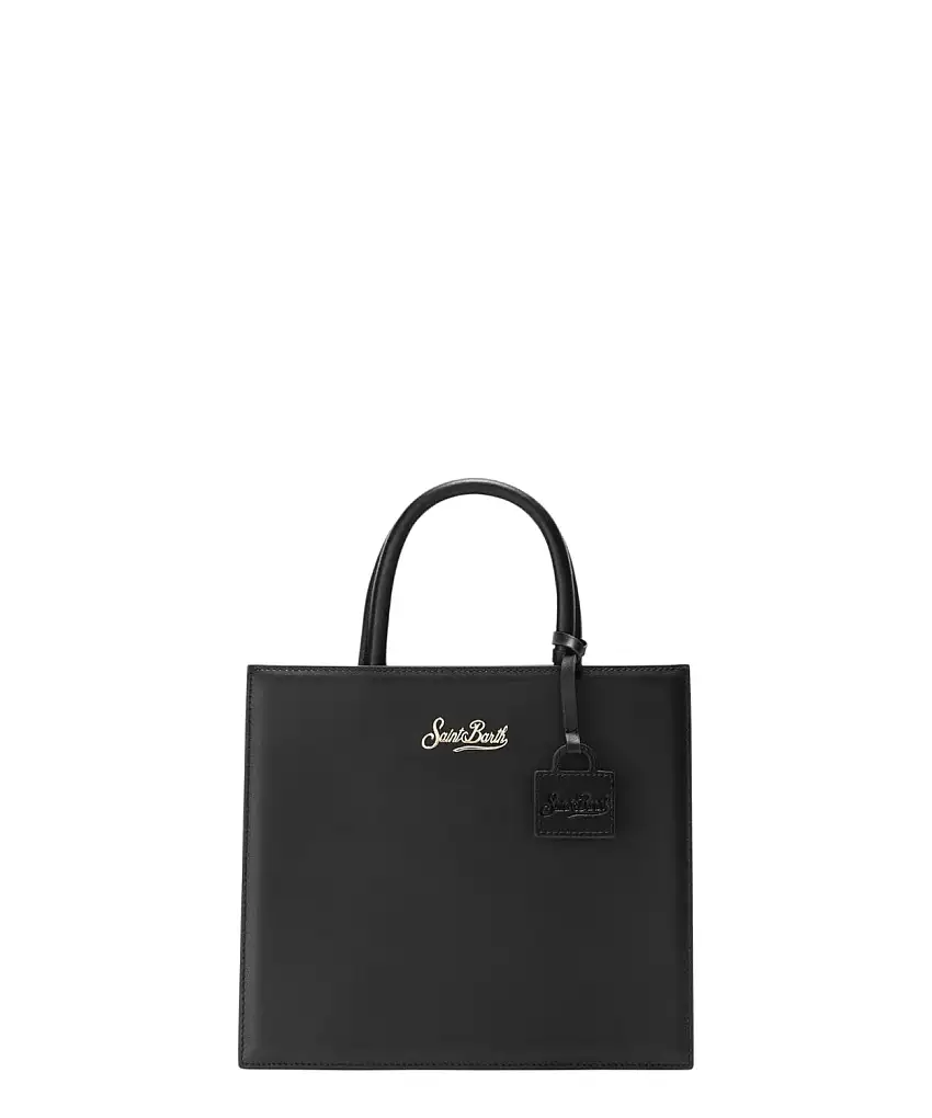 Mc2 Saint Barth Shop Bag Midi in pelle nera con tracolla removibile | Vittorio Citro - Dal 1920