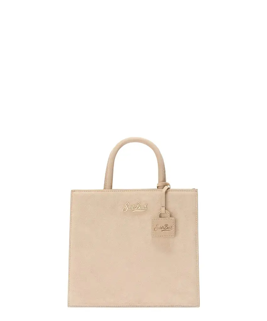 Mc2 Saint Barth Shop Bag Midi in pelle scamosciata beige con tracolla removibile | Vittorio Citro - Dal 1920
