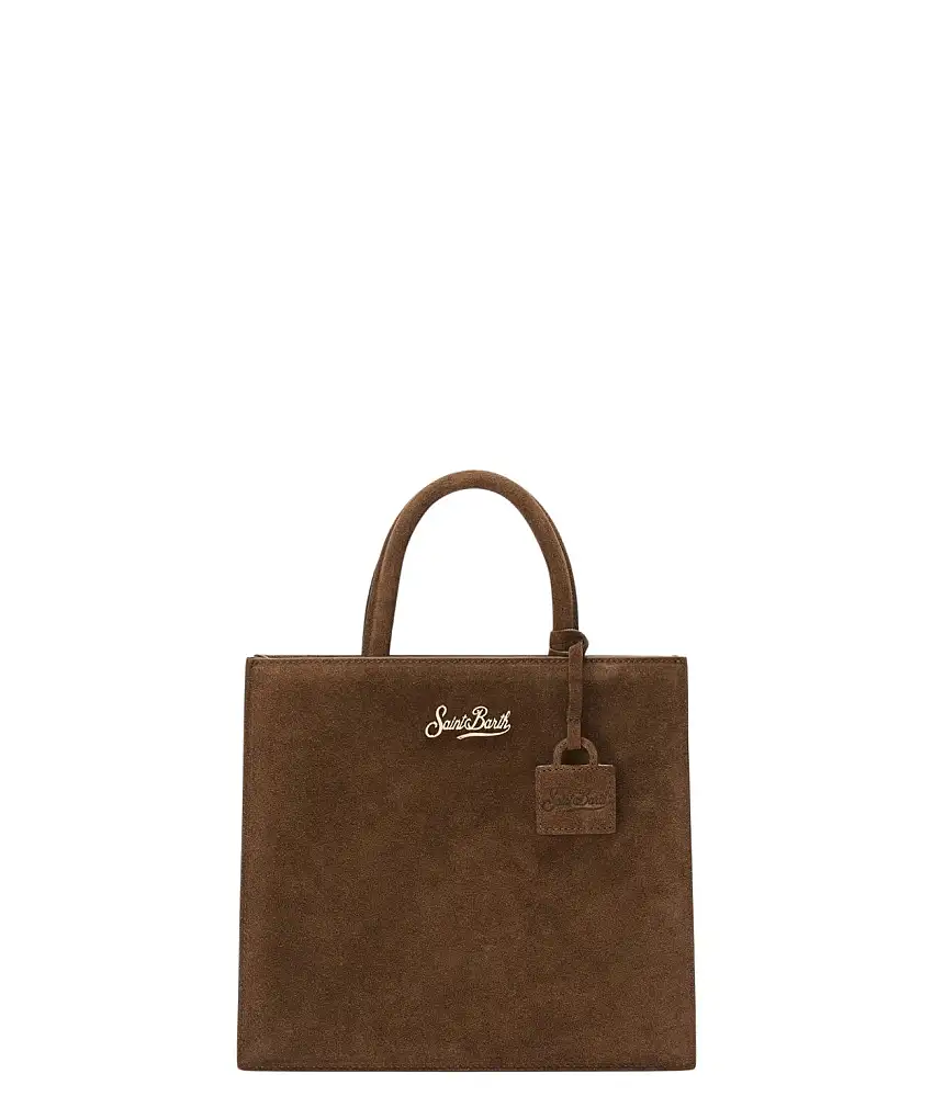 Mc2 Saint Barth Shop Bag Midi in pelle scamosciata marrone – borsa a mano con tracolla | Vittorio Citro - Dal 1920
