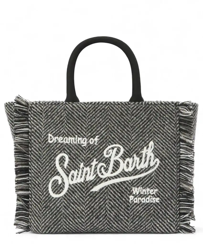 Borsa a Mano Lana Saint Barth - Vanity Wool Herringbone