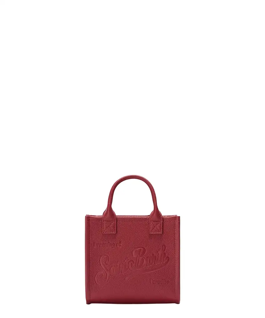 Mc2 Saint Barth Vanity Bag Mini in pelle martellata bordeaux con tracolla removibile