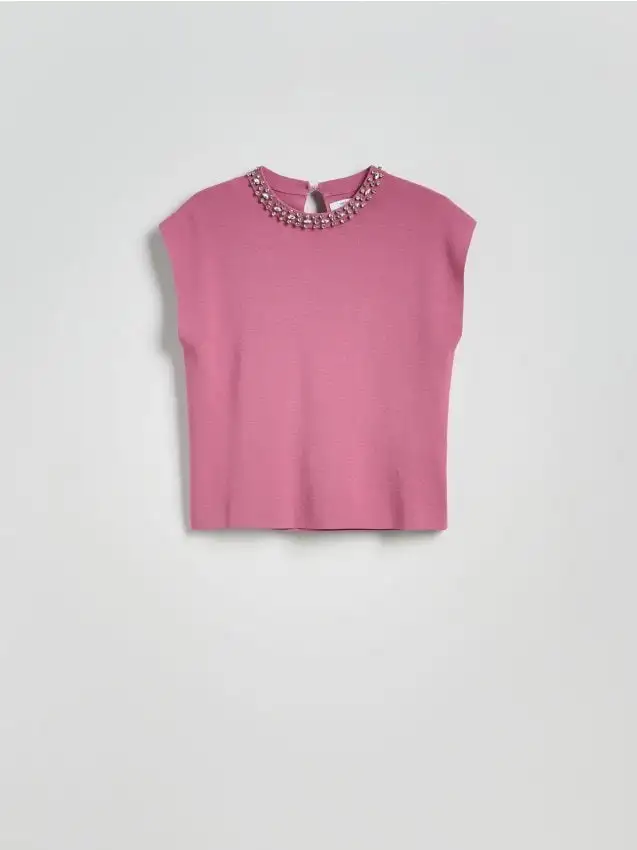 Blusa con pietre decorative Colore malva