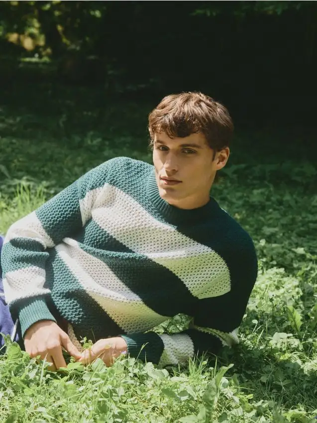 Maglione traforato a righe Colore multicolore