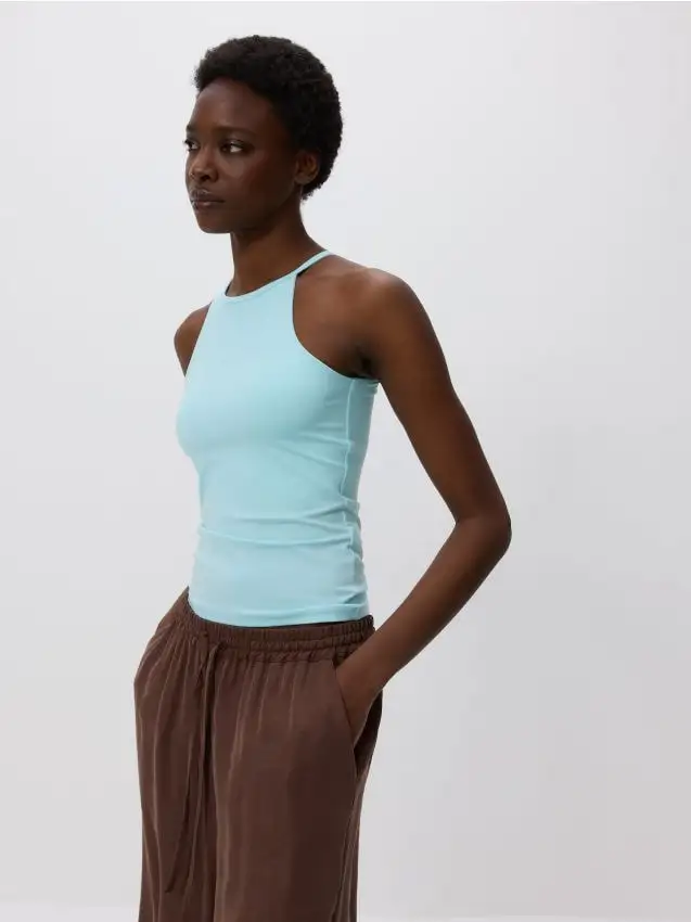 Top semplice Colore turchese chiaro