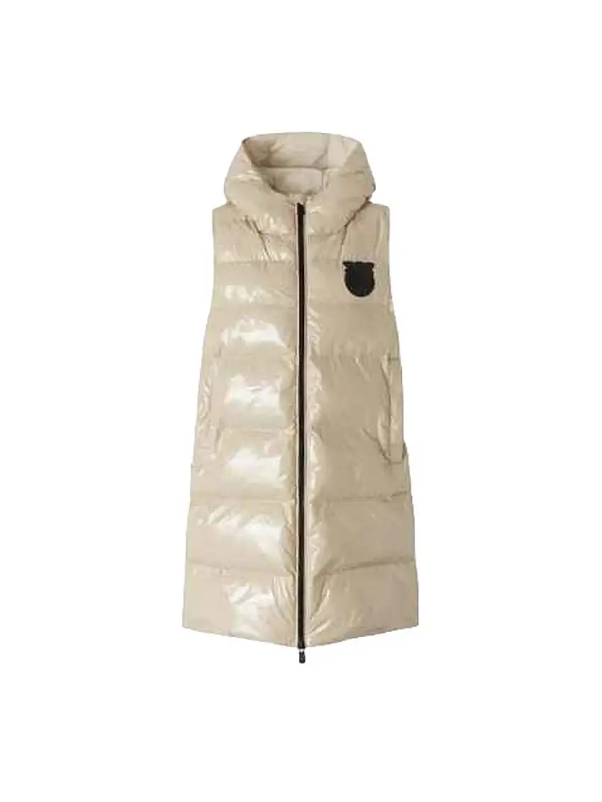 Pinko Women's Vest - Padded Sleeveless Down Jacket with Hood - Ivory