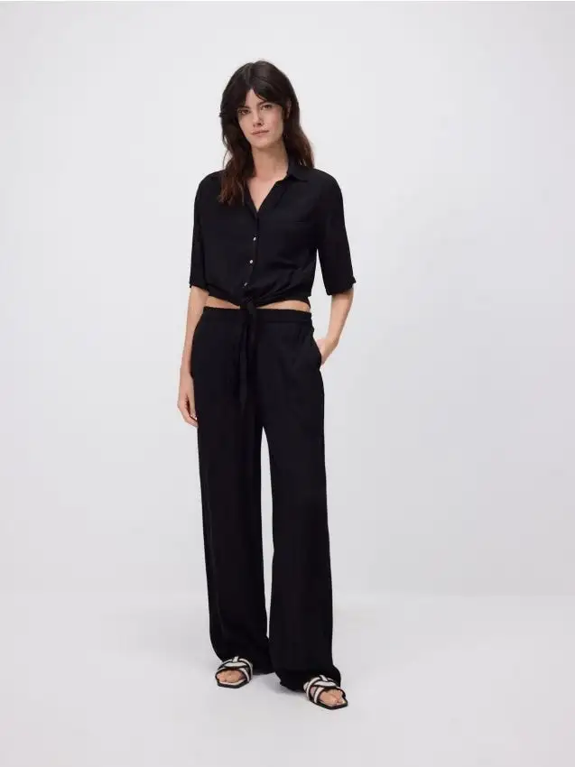 Camicia annodata in viscosa Colore nero