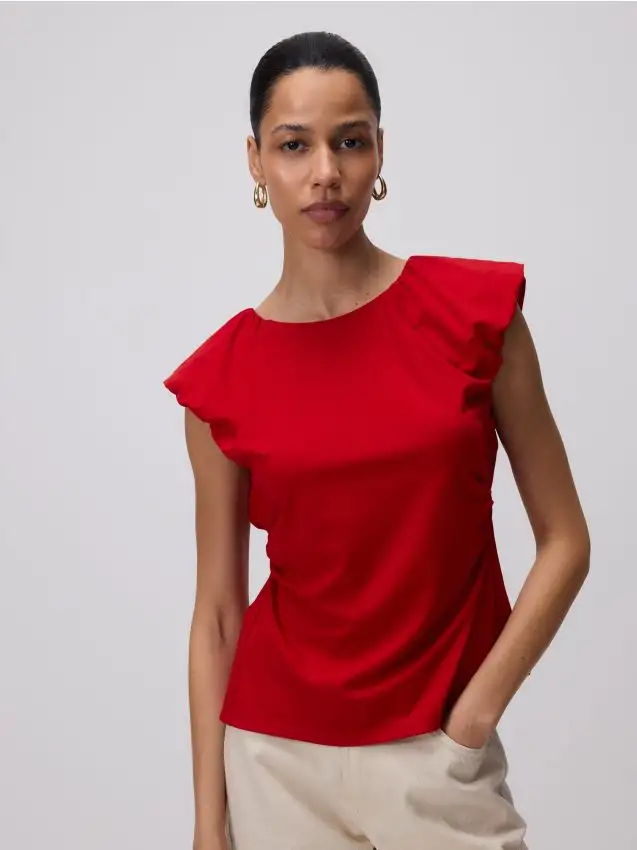 Camicetta con arricciature Colore rosso