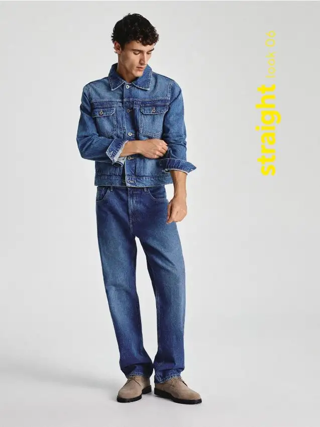 Jeans a taglio diritto straight effetto slavato Colore blu scuro