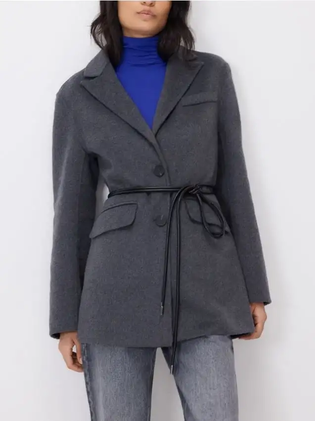 Giacca oversize in misto lana Colore grigio scuro