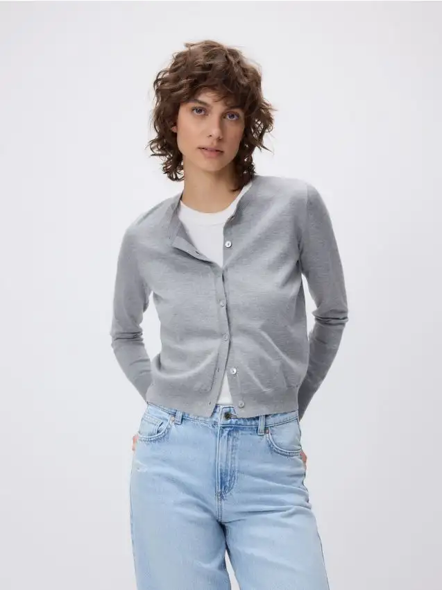 Cardigan con bottoni in viscosa Colore grigio medio