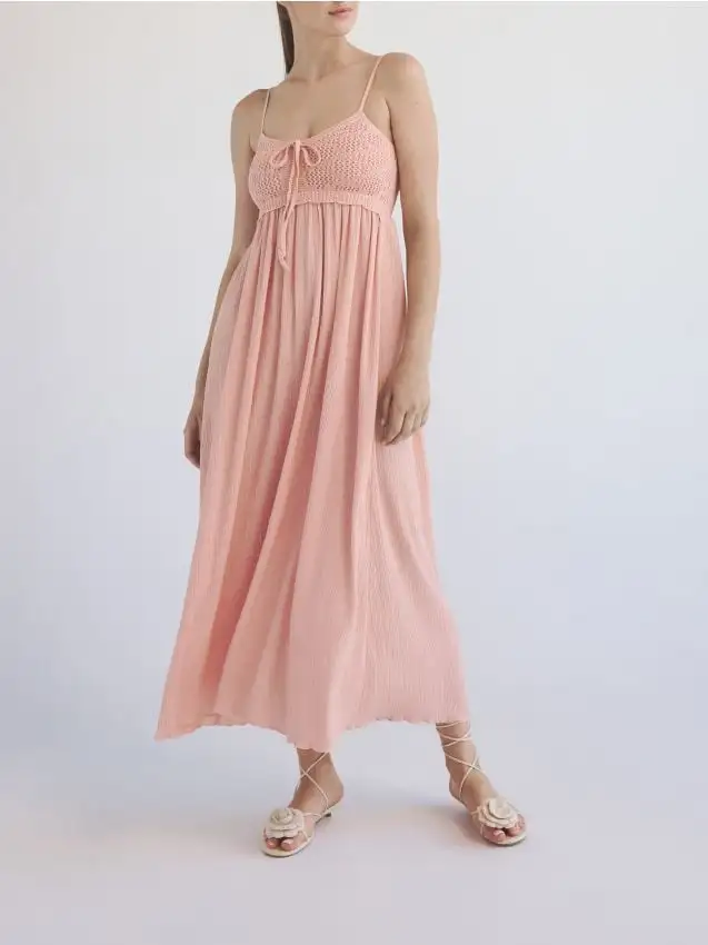 Abito midi con spalline Colore arancione chiaro