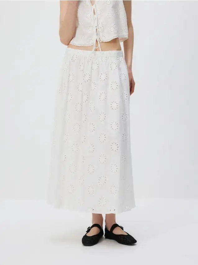 Gonna midi traforata Colore panna