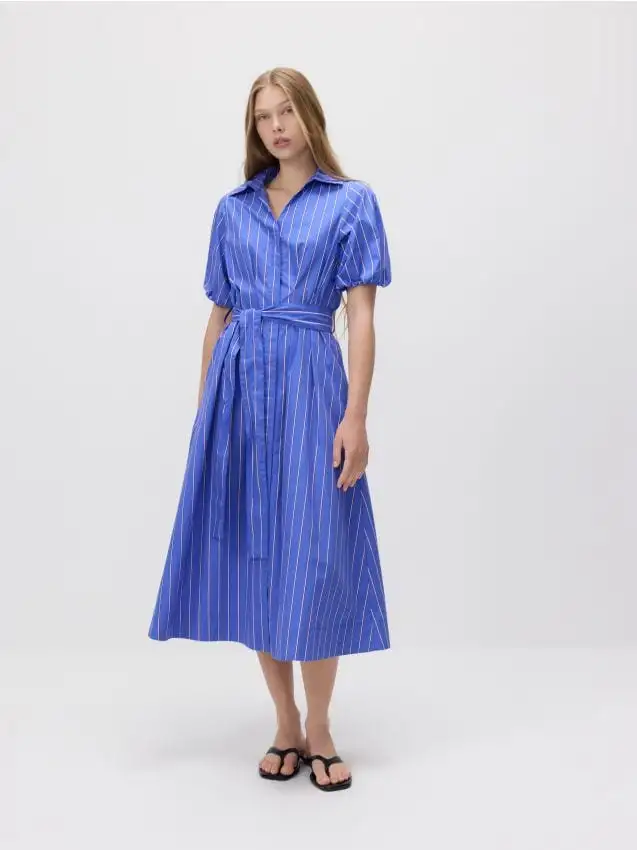 Abito midi con allacciatura Colore indaco