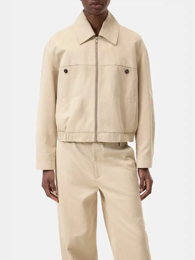 Giacca Worker in Cotone e Lino Beige