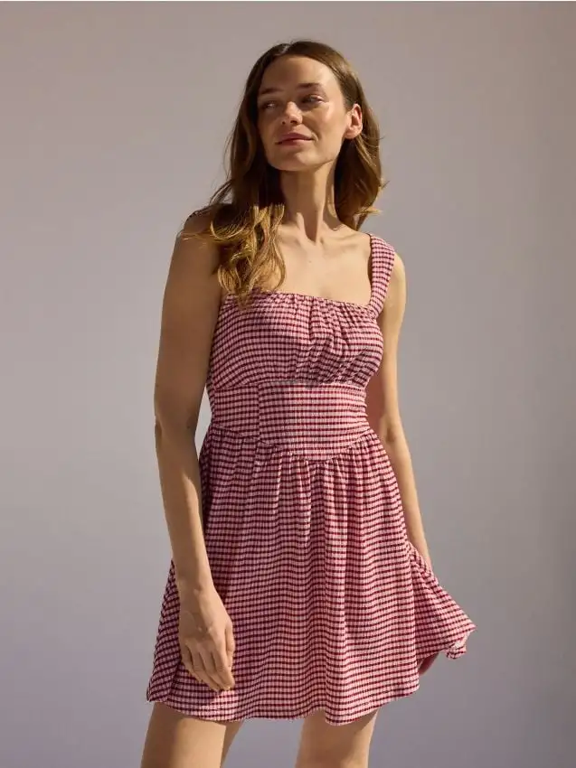 Mini abito a quadretti vichy Colore maroon