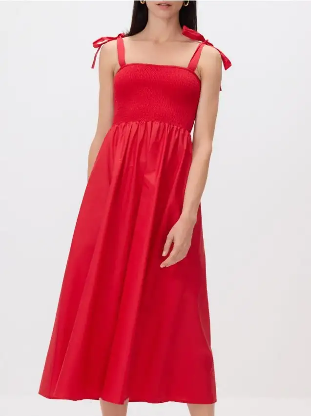 Abito midi con lacci Colore rosso