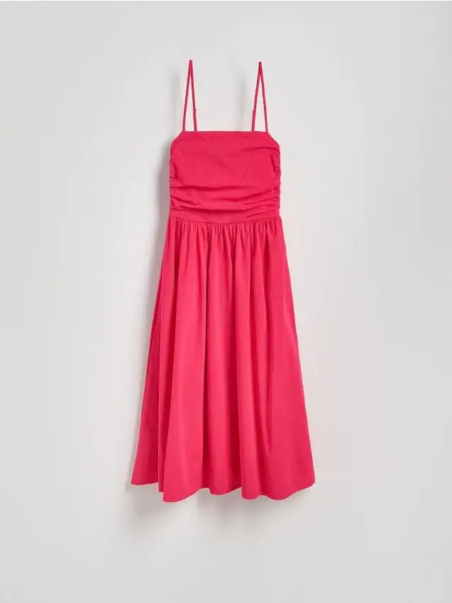 Abito midi con spalline Colore fucsia