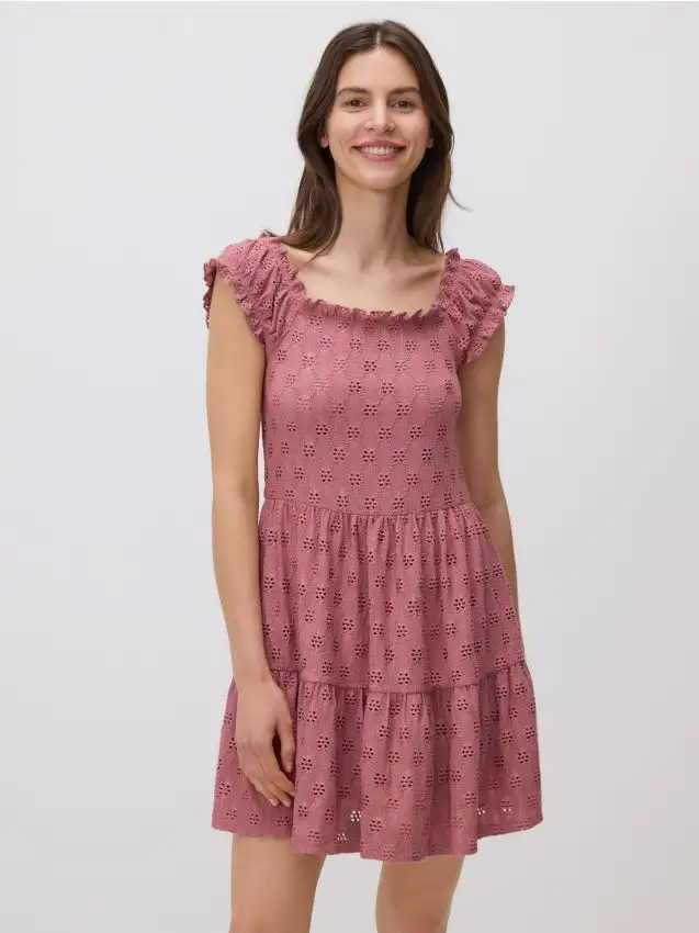 Mini vestito traforato Colore malva