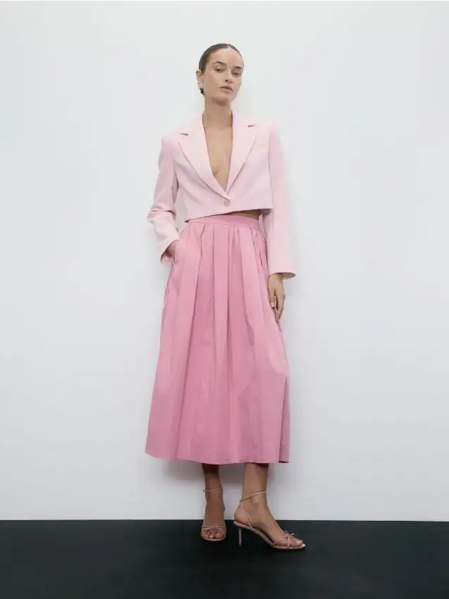 Gonna midi in cotone Colore rosa