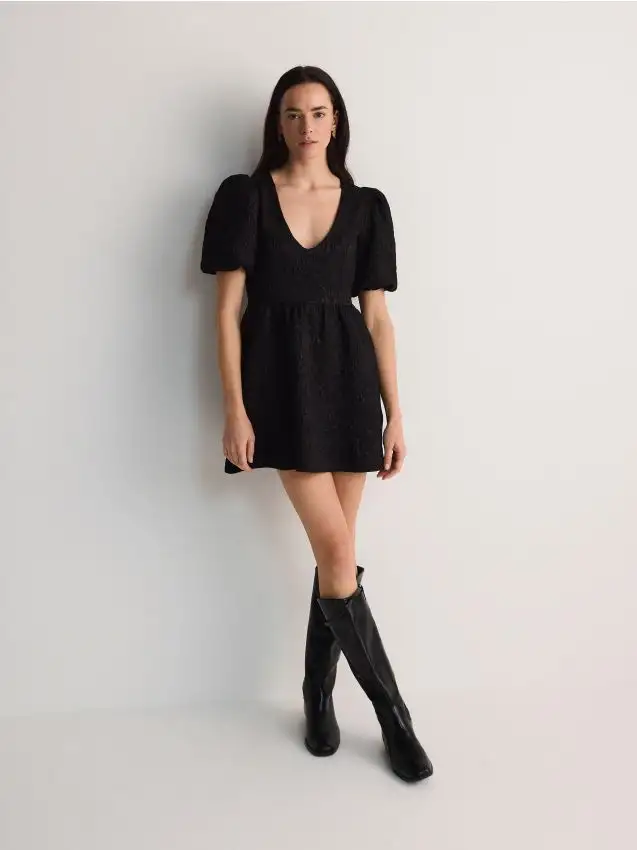 Mini vestito in jacquard Colore nero