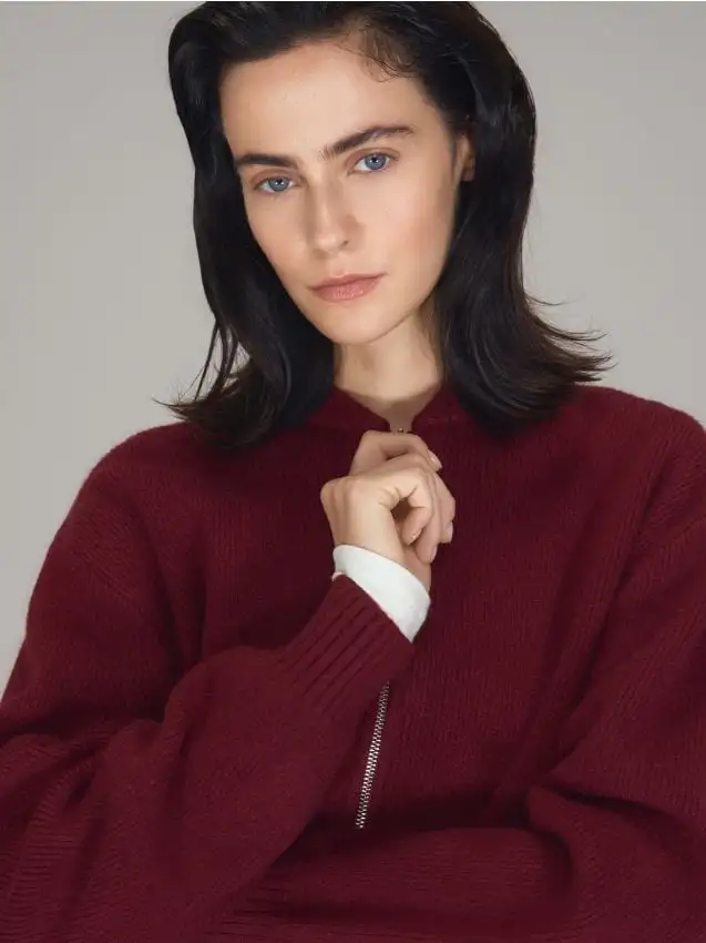 Cardigan corto con zip Colore maroon