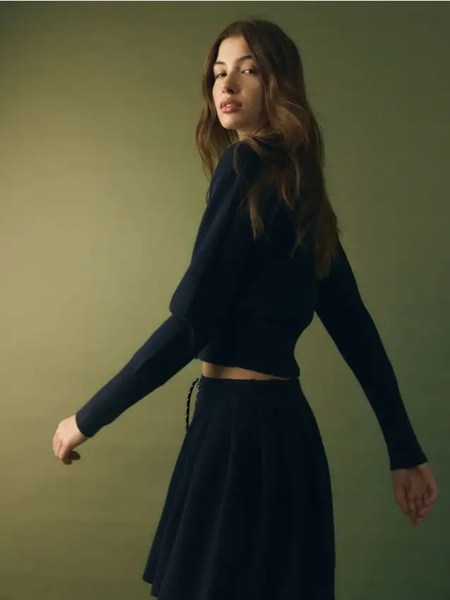 Minigonna a pieghe Colore blu scuro