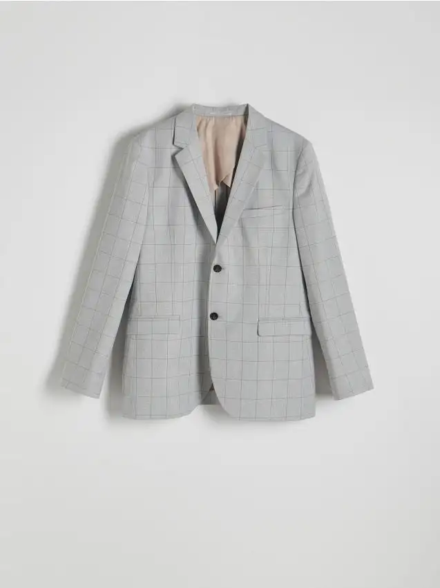 Blazer slim fit a quadri Colore grigio chiaro