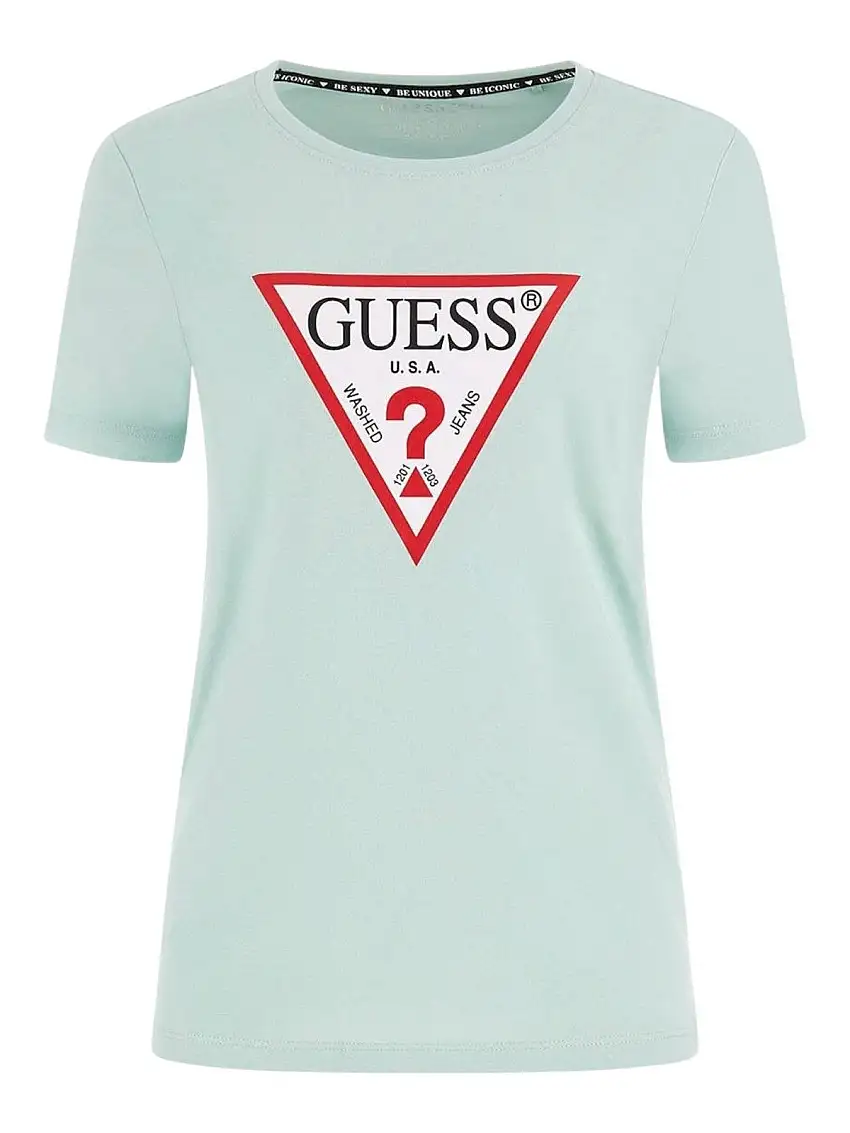 GUESS Women's T-shirt SS CN ORIGINAL TEE W1YI1B I3Z14 G8DD Green