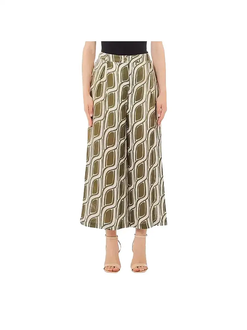 Liu Jo Women's Trousers - Ramie palazzo trousers - Green