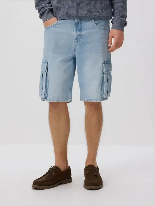 Pantaloncini cargo in denim Colore blu