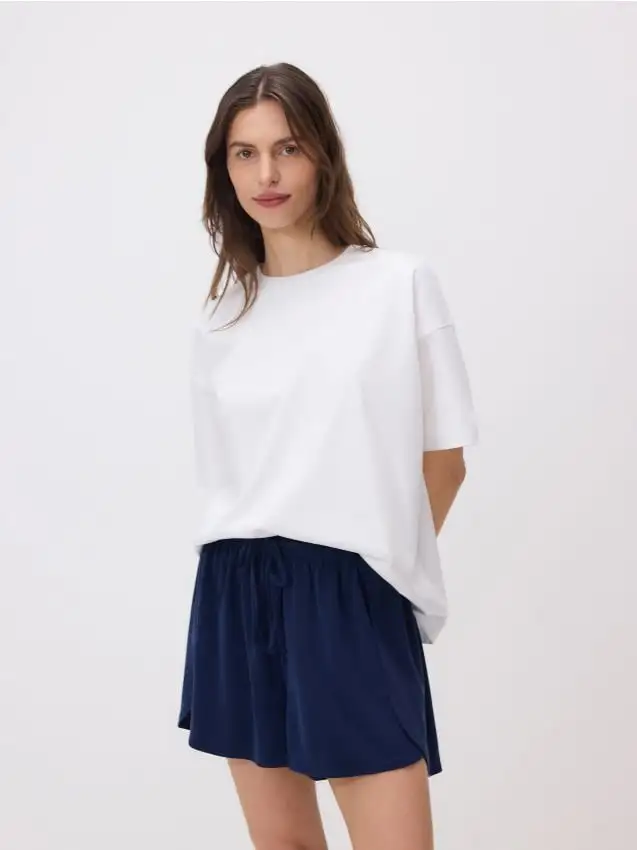 Pantaloncini lisci in modal Colore blu scuro