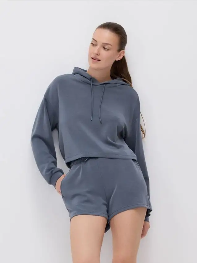 Pantaloncini in misto viscosa Colore grigio scuro