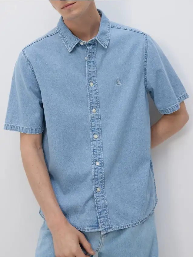 Camicia a taglio standard in misto cotone Colore blu