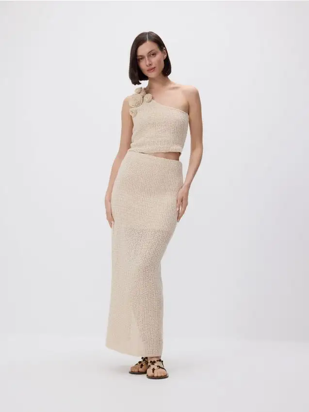 Gonna midi in maglia Colore beige