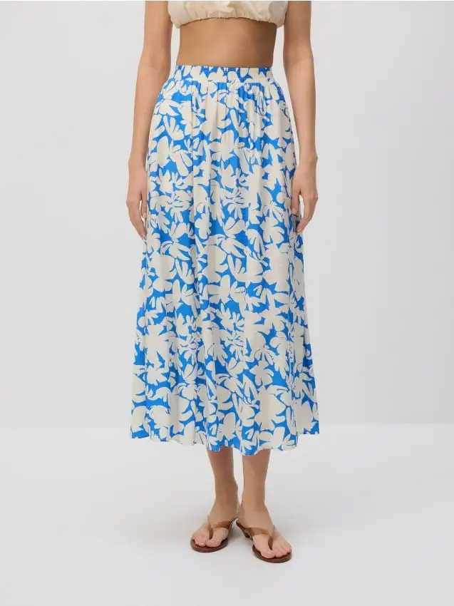 Gonna midi misto viscosa Colore azzurro