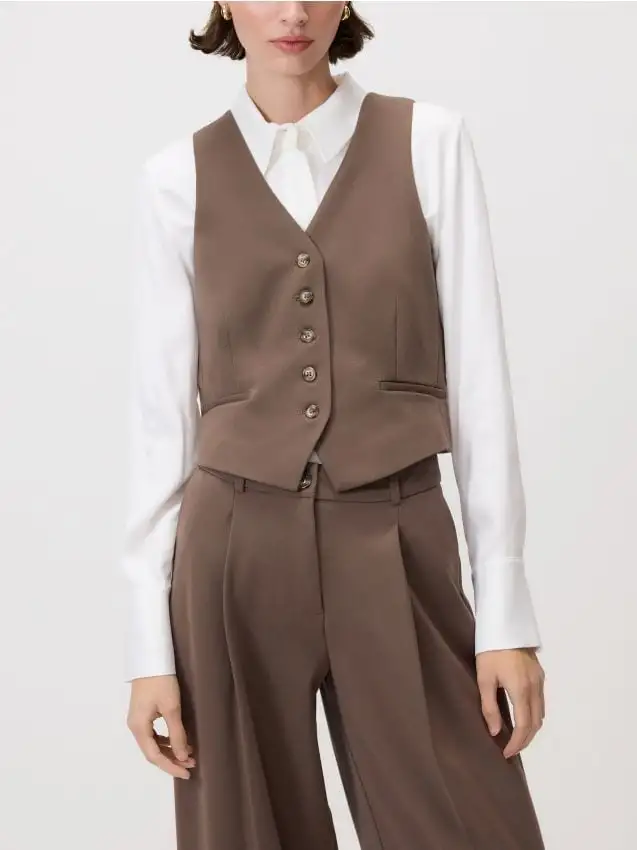 Gilet panciotto in misto viscosa Colore talpa