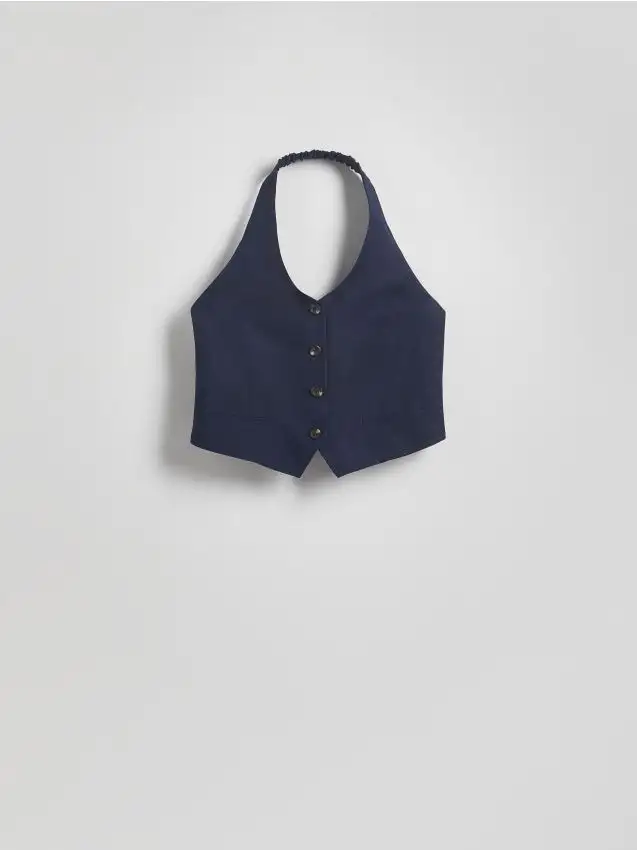 Gilet in misto lino Colore blu scuro