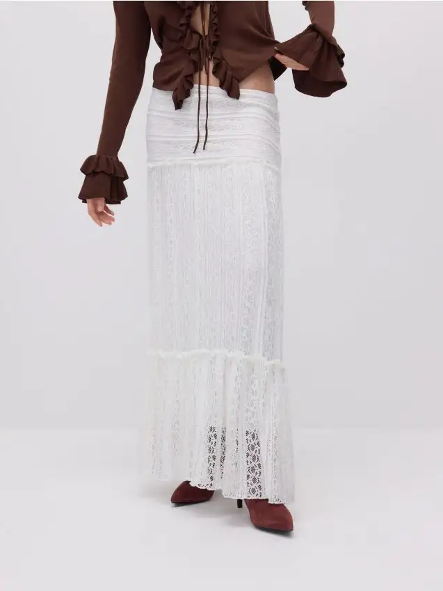 Gonna maxi in pizzo Colore panna